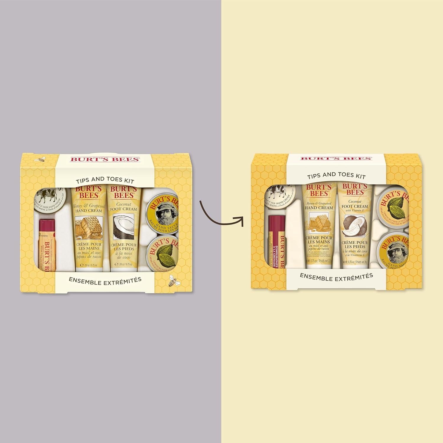 Burt's Bees Christmas Gifts, 6 Skincare Stocking Stuffers Products, Tips And Toes Set - Pomegranate Lip Balm, Almond Milk And Honey Hand Creams, Coconut Foot Cream, Lemon Butter Cuticle Cream And Hand Salve,