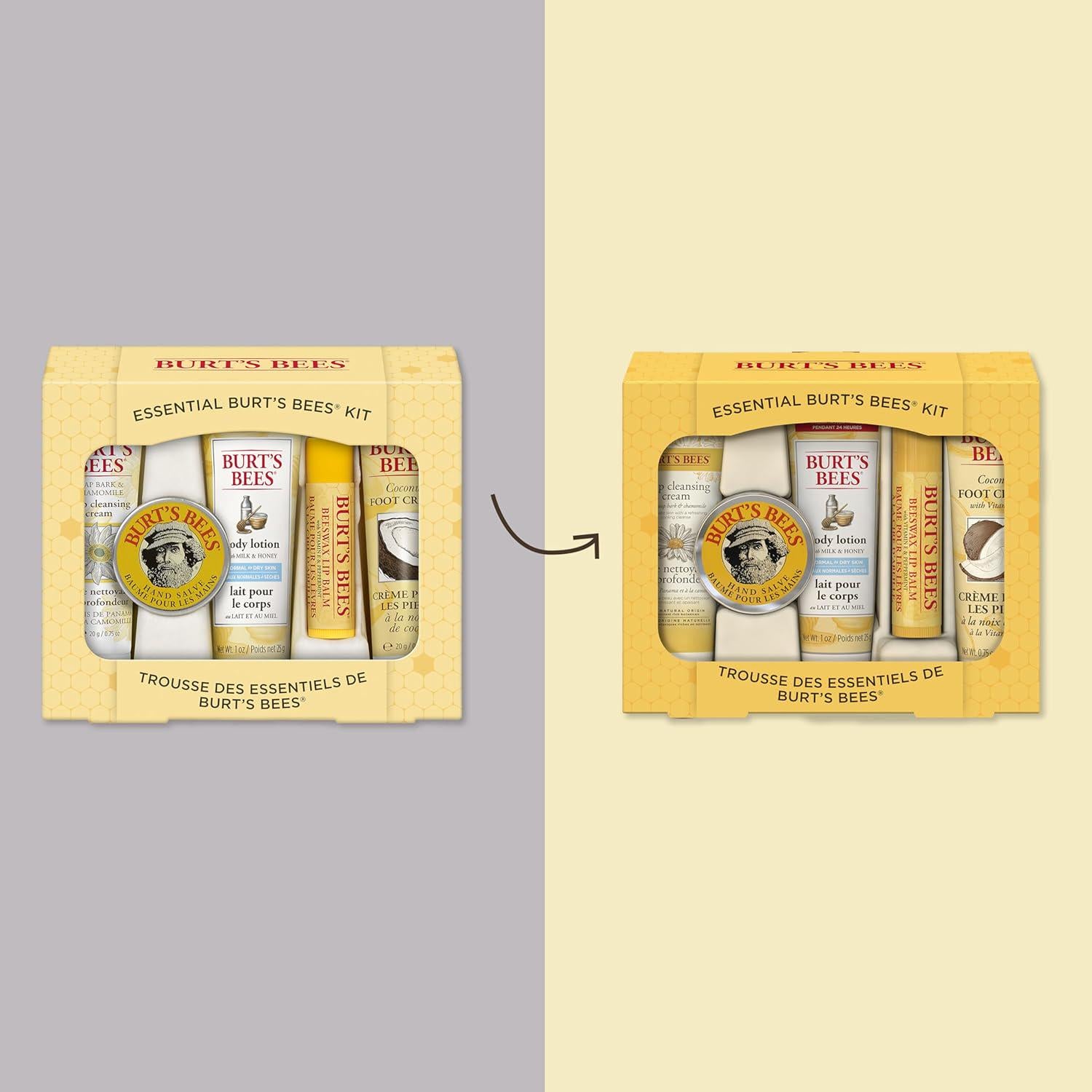 Burt's Bees Essential Everyday Beauty Valentines Day Gifts Set, 5 Travel Size Products - Deep Cleansing Cream, Hand Salve, Body Lotion, Foot Cream And Lip Balm,