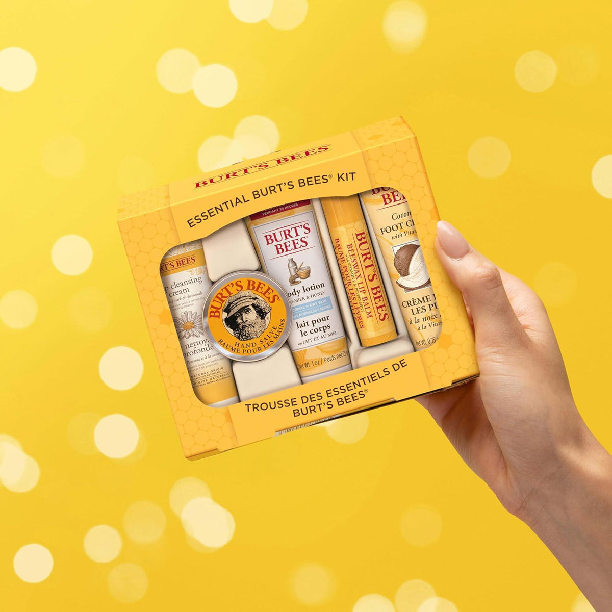 Burt's Bees Essential Everyday Beauty Valentines Day Gifts Set, 5 Travel Size Products - Deep Cleansing Cream, Hand Salve, Body Lotion, Foot Cream And Lip Balm,