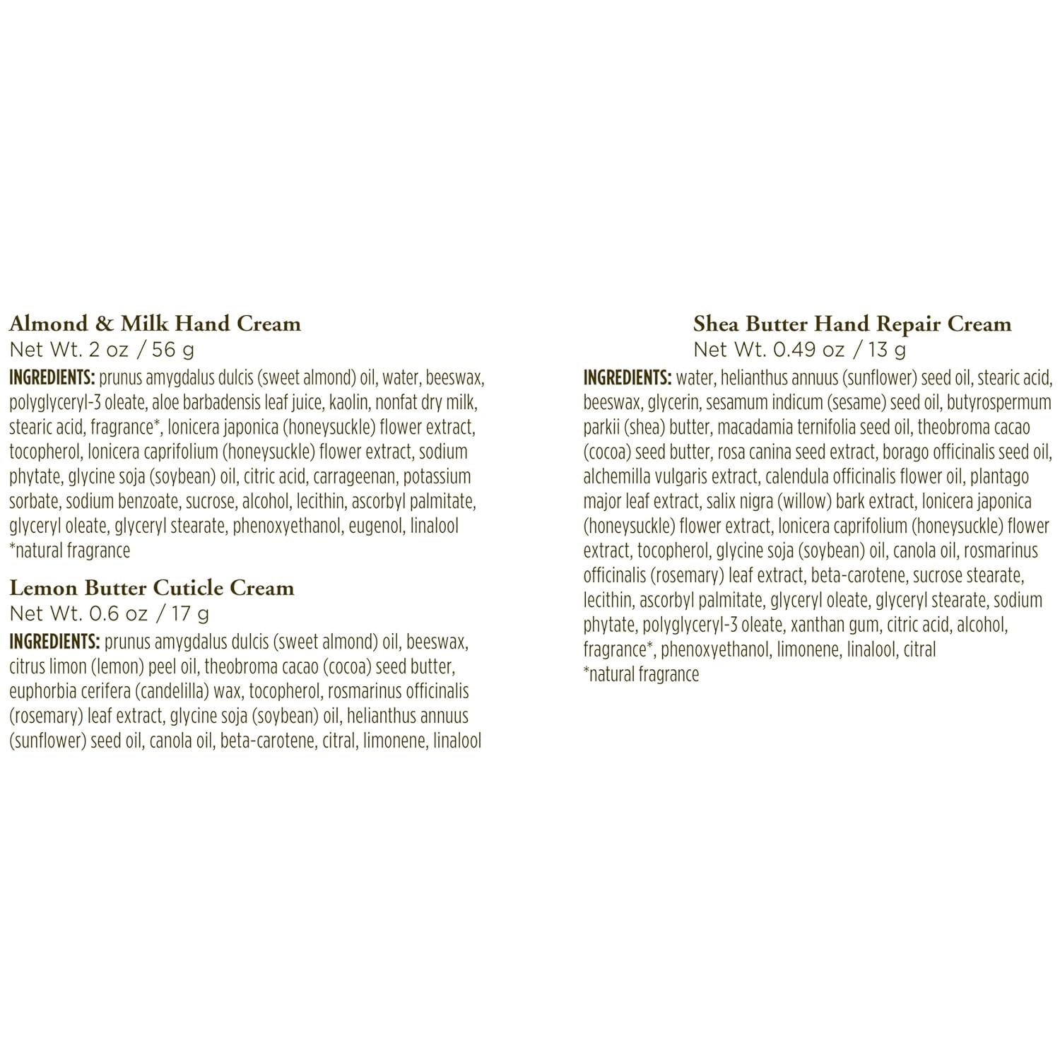 Burt's Bees Hand Repair Valentines Day Gifts Set, 3 Hand Creams Plus Gloves - Almond Milk Hand Cream, Lemon Butter Cuticle Cream, Shea Butter Hand Repair Cream,