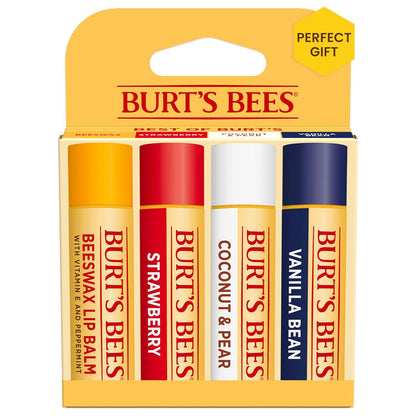 Burt's Bees Burt's Bees Lip Balm - Beeswax, Strawberry, Coconut And Pear, And Vanilla Bean, With Responsibly Sourced Beeswax, Tint-Free, Natural Origin Lip Treatment, 4 Tubes, 0.15 Oz.