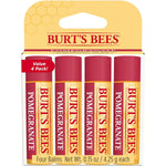 Burt's Bees Lip Balm Valentines Day Gifts, Pomegranate, Lip Moisturizer With Responsibly Sourced Beeswax, Tint-Free, Natural Conditioning Lip Treatment, 4 Tubes, 0.15 Oz.,