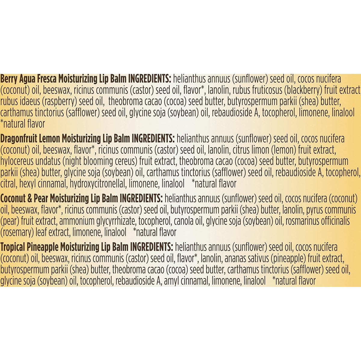 Burt's Bees Lip Balm Stocking Stuffers, Moisturizing Lip Care Christmas Gifts, Tropical - Pineapple, Berry Agua Fresca, Dragon Fruit Lemon And Coconut And Pear, Natural Origin Treatment (4-Pack),