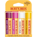 Burt's Bees Lip Balm Stocking Stuffers, Moisturizing Lip Care Christmas Gifts, Tropical - Pineapple, Berry Agua Fresca, Dragon Fruit Lemon And Coconut And Pear, Natural Origin Treatment (4-Pack),