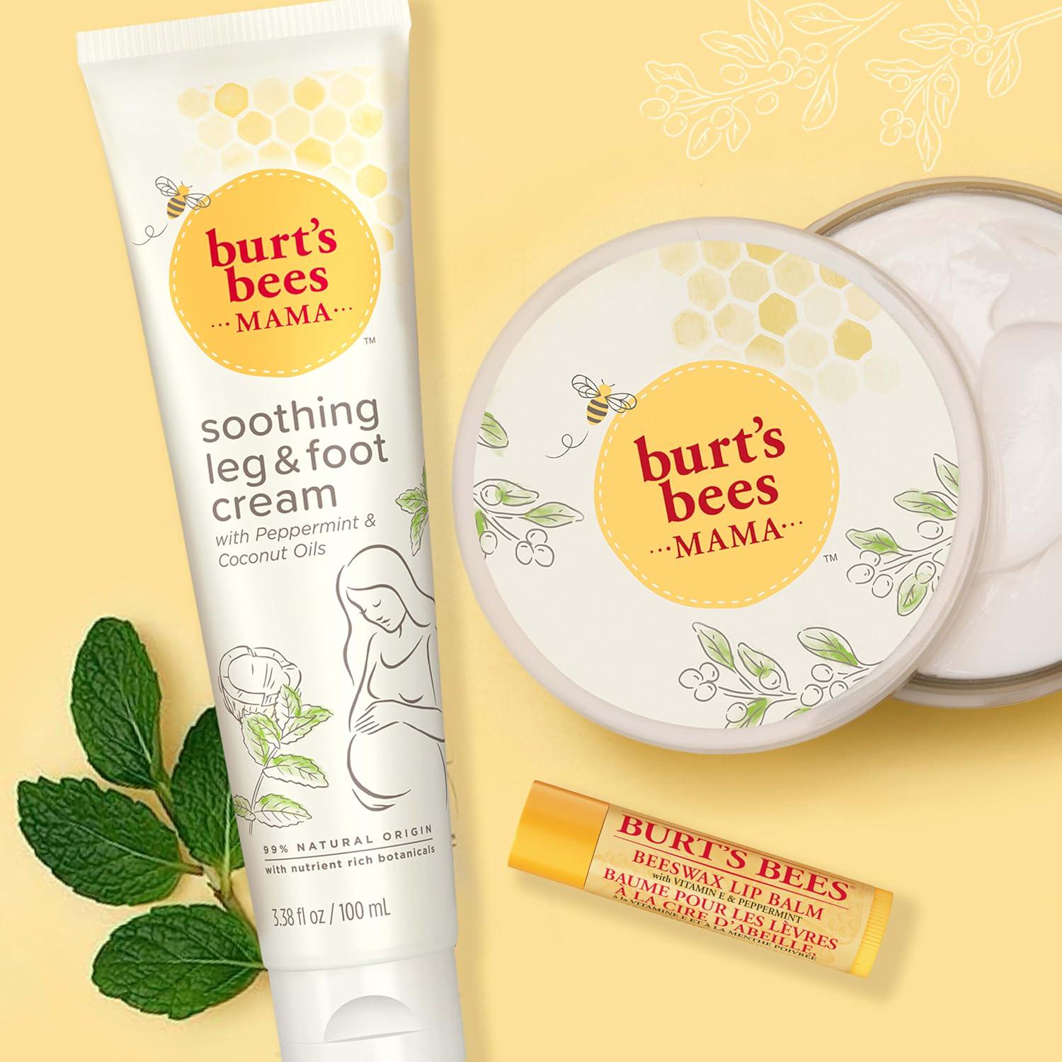 Burt's Bees Pregnancy Essentials Christmas Gifts Set, 3 Baby Shower Products And Must Have Baby Registry Items, Nourishing Skincare For Mom To Be - Mama Belly Butter, Original Lip Balm, Leg And Foot Cream,