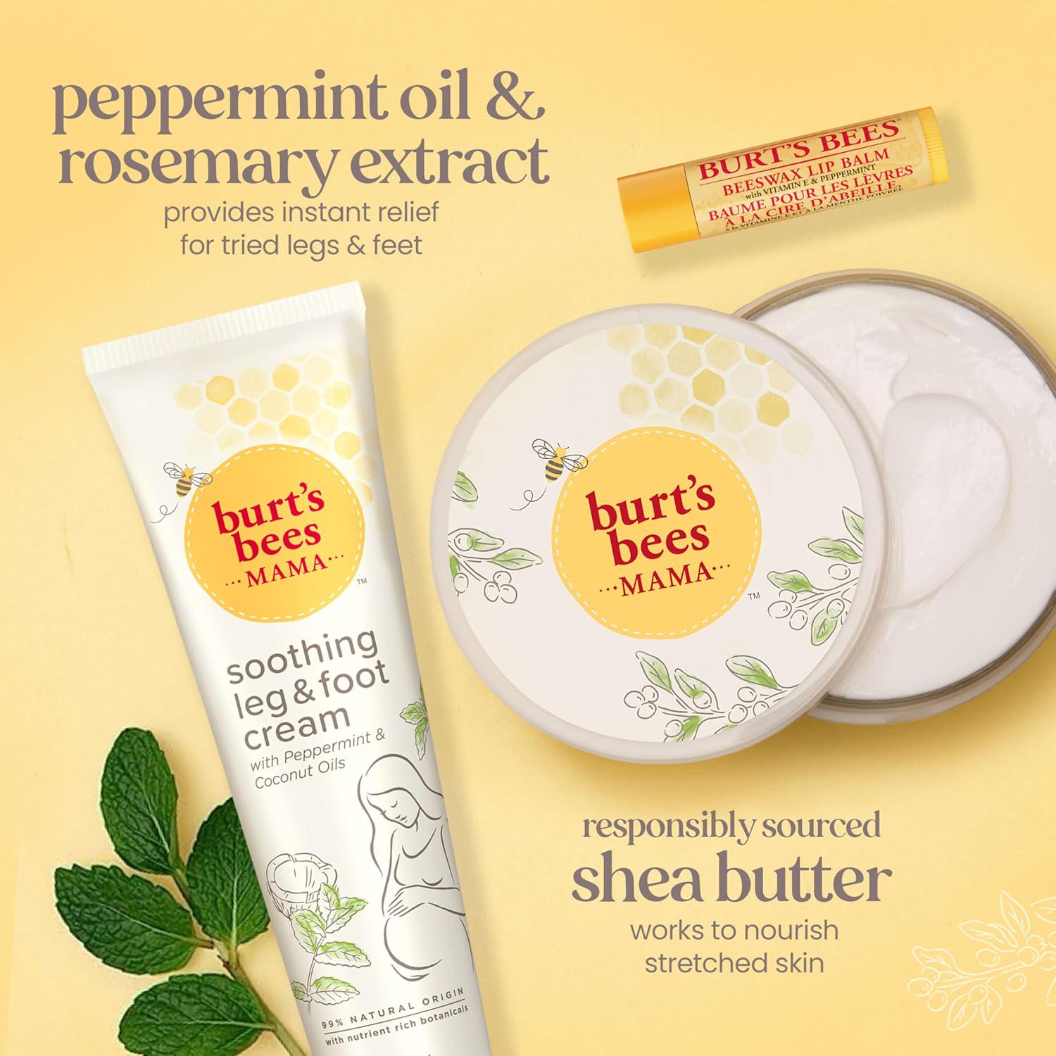 Burt's Bees Pregnancy Essentials Christmas Gifts Set, 3 Baby Shower Products And Must Have Baby Registry Items, Nourishing Skincare For Mom To Be - Mama Belly Butter, Original Lip Balm, Leg And Foot Cream,