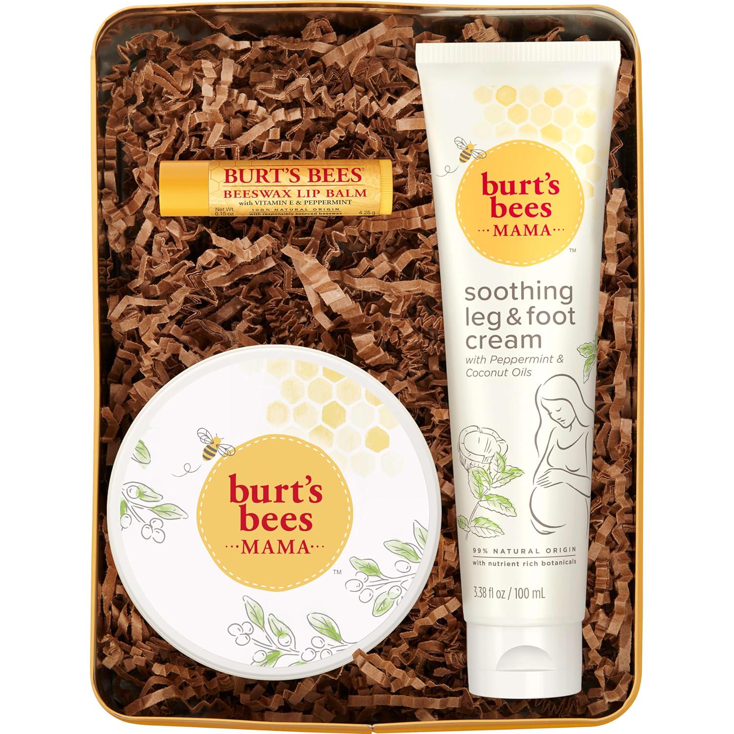 Burt's Bees Pregnancy Essentials Christmas Gifts Set, 3 Baby Shower Products And Must Have Baby Registry Items, Nourishing Skincare For Mom To Be - Mama Belly Butter, Original Lip Balm, Leg And Foot Cream,