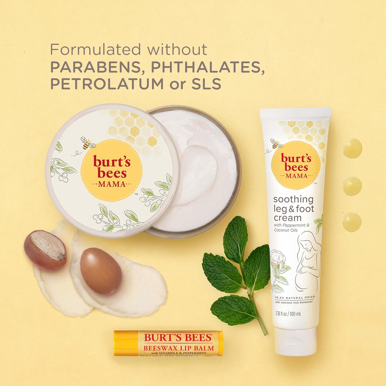 Burt's Bees Pregnancy Essentials Christmas Gifts Set, 3 Baby Shower Products And Must Have Baby Registry Items, Nourishing Skincare For Mom To Be - Mama Belly Butter, Original Lip Balm, Leg And Foot Cream,