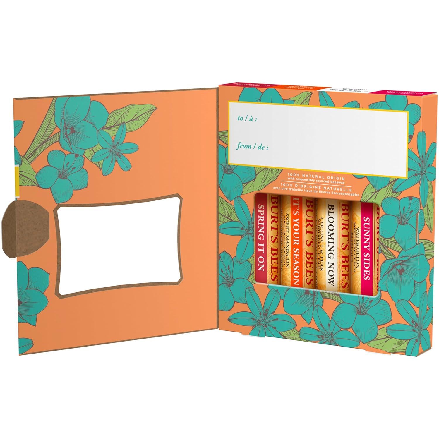 Burt's Bees Valentines Day Gifts Ideas - Just Picked Lip Balm Set, Pomegranate, Watermelon, Sweet Mandarin, Coconut And Pear, Natural Origin Lip Treatment, 4 Tubes, 0.15 Oz.,