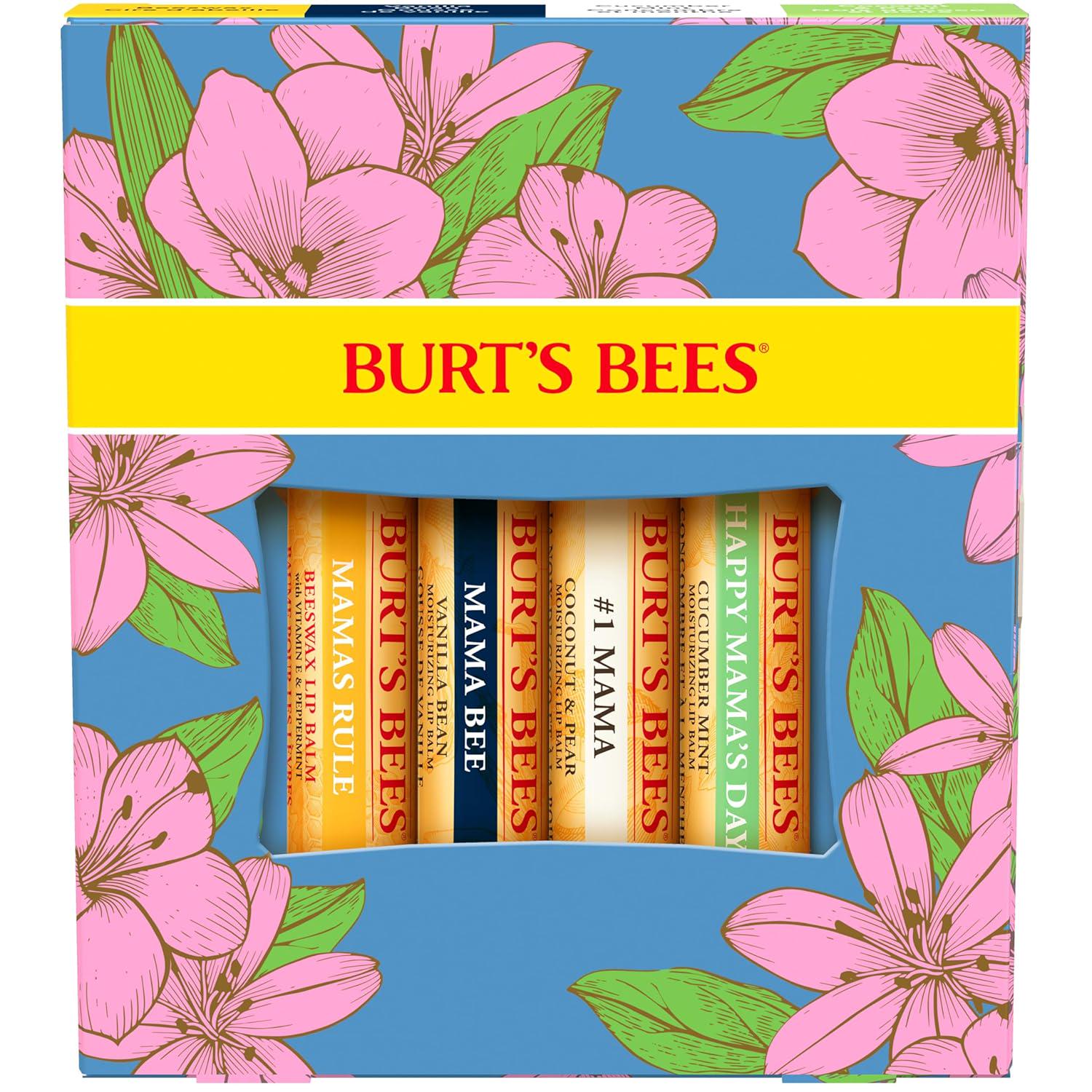 Burt's Bees Valentines Day Gifts Ideas - Balm Bouquet Lip Balm Set, Original Beeswax, Vanilla Bean, Cucumber Mint, Coconut And Pear Pack, Natural Origin Lip Treatment, 4 Tubes, 0.15 Oz.,