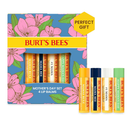 Burt's Bees Valentines Day Gifts Ideas - Balm Bouquet Lip Balm Set, Original Beeswax, Vanilla Bean, Cucumber Mint, Coconut And Pear Pack, Natural Origin Lip Treatment, 4 Tubes, 0.15 Oz.,