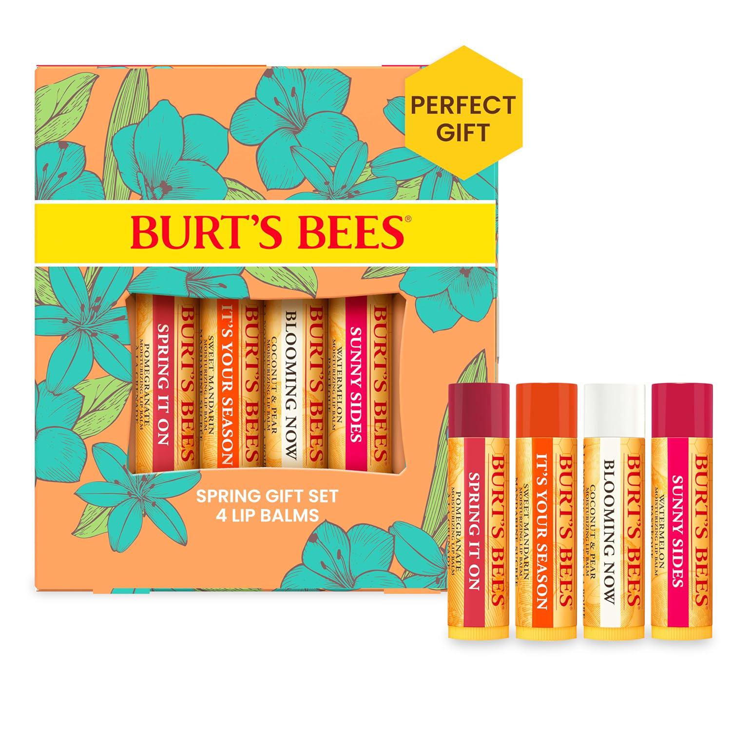 Burt's Bees Valentines Day Gifts Ideas - Just Picked Lip Balm Set, Pomegranate, Watermelon, Sweet Mandarin, Coconut And Pear, Natural Origin Lip Treatment, 4 Tubes, 0.15 Oz.,