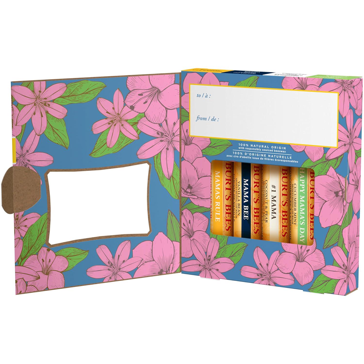 Burt's Bees Valentines Day Gifts Ideas - Balm Bouquet Lip Balm Set, Original Beeswax, Vanilla Bean, Cucumber Mint, Coconut And Pear Pack, Natural Origin Lip Treatment, 4 Tubes, 0.15 Oz.,