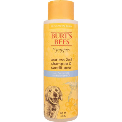 Burt's Bees Tearless Puppy 2-in-1 Shampoo & Conditioner, 16 oz, Natural Puppy Grooming Wash