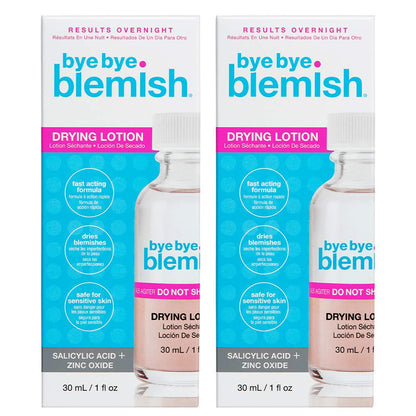 Bye Bye Blemish Acne Drying Lotion, On-the-Spot Pimple Treatment, Reduce Pimples Overnight, Beauty Skincare Essential - 1oz. (2-Pack),
