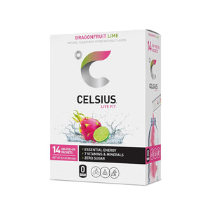 Celsius On-the-Go Powder Sticks, Dragonfruit Lime Essential Energy, 28oz, 14 Sticks per Pack