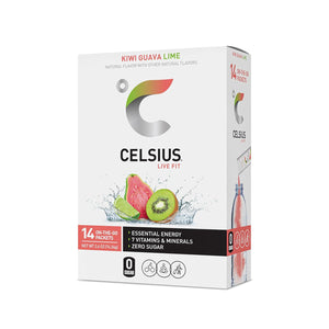 Celsius On-the-Go Powder Sticks, Kiwi Guava Lime Flavor, Essential Energy, 26 oz, 14 Sticks per Pack