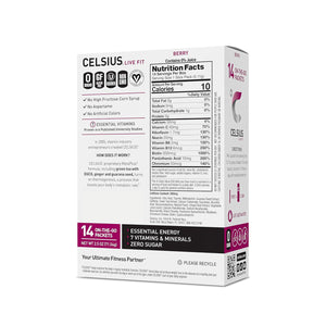 Celsius On-the-Go Powder Stick Packs, Zero Sugar, Berry, 25oz, Pack of 14