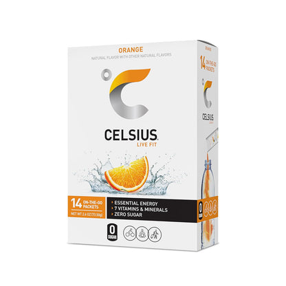 Celsius Celsius On-the-Go Powder Stick Zero Sugar (14 Sticks Per Pack), Orange, 2.60 Oz