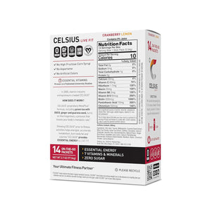 Celsius On-the-Go Powder Sticks, Cranberry Lemon, Essential Energy, 26oz, 14 Sticks per Pack (Packaging May Vary)