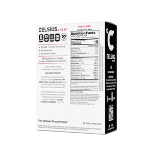 Celsius Celsius On-the-Go Powder Sticks Peach Vibe, Essential Energy 2.6 Oz (14 Sticks Per Pack)