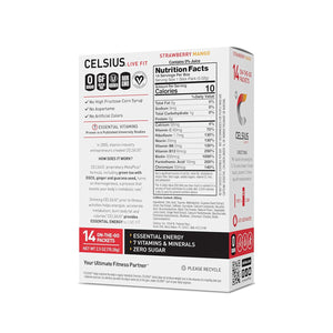 Celsius On-the-Go Powder Sticks, Strawberry Mango, Essential Energy, 25oz, 14 Sticks per Pack