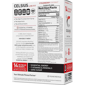Celsius On-the-Go Powder Sticks, Strawberry Coconut, Essential Energy, 26oz, 14 Sticks per Pack