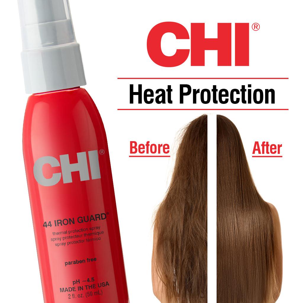 CHI 44 Iron Guard Thermal Protection Spray, Nourishing Formula Helps Resist Heat Damage To Hair And Tame Frizz, 2 Oz,