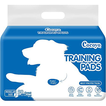 Cocoyo Dog Training Pads 22 x 22 Inches 50 Count Super Absorbent Puppy Pee Pads White