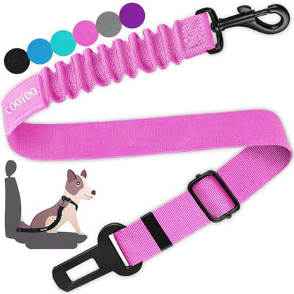 Cooyoo Dog Seat Belt Set of 3 Adjustable Retractable Car Harness for Pets Heavy Duty Nylon for Vehicle Travel Safety