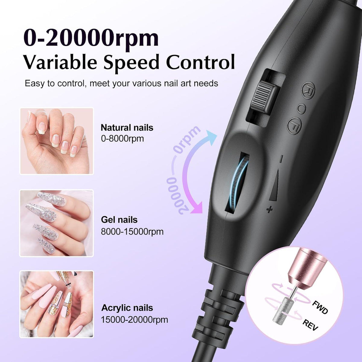 COSLUS COSLUS Electric Nail Drill File Professional: For Acrylic Gel Dip Powder Nails Portable Nail Machine Kit Manicure Pedicure Tools Polishing Set With Nail Drill Bits Sanding Bands