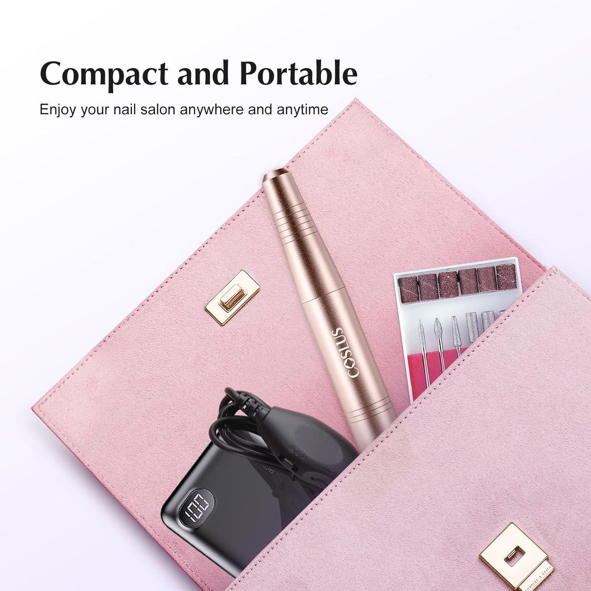 COSLUS COSLUS Electric Nail Drill File Professional: For Acrylic Gel Dip Powder Nails Portable Nail Machine Kit Manicure Pedicure Tools Polishing Set With Nail Drill Bits Sanding Bands