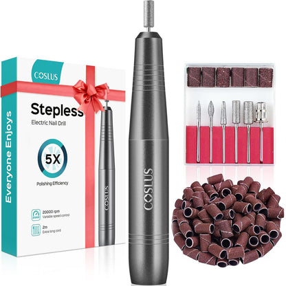 COSLUS COSLUS Electric Nail Drill File Professional: For Acrylic Gel Dip Powder Nails Portable Nail Machine Kit Manicure Pedicure Tools Polishing Set With Nail Drill Bits Sanding Bands