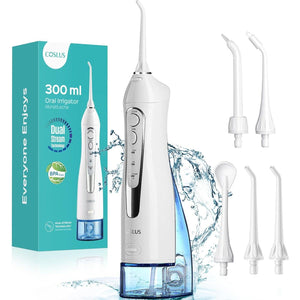 Coslus Water Dental Flosser, Teeth Pick, Portable Cordless Oral Irrigator, 300ml Rechargeable, Waterproof Electric Flossing Machine, White
