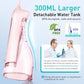 Coslus Water Dental Flosser, Portable Cordless Oral Irrigator, Rechargeable, IPX7 Waterproof, 300ml, Pink