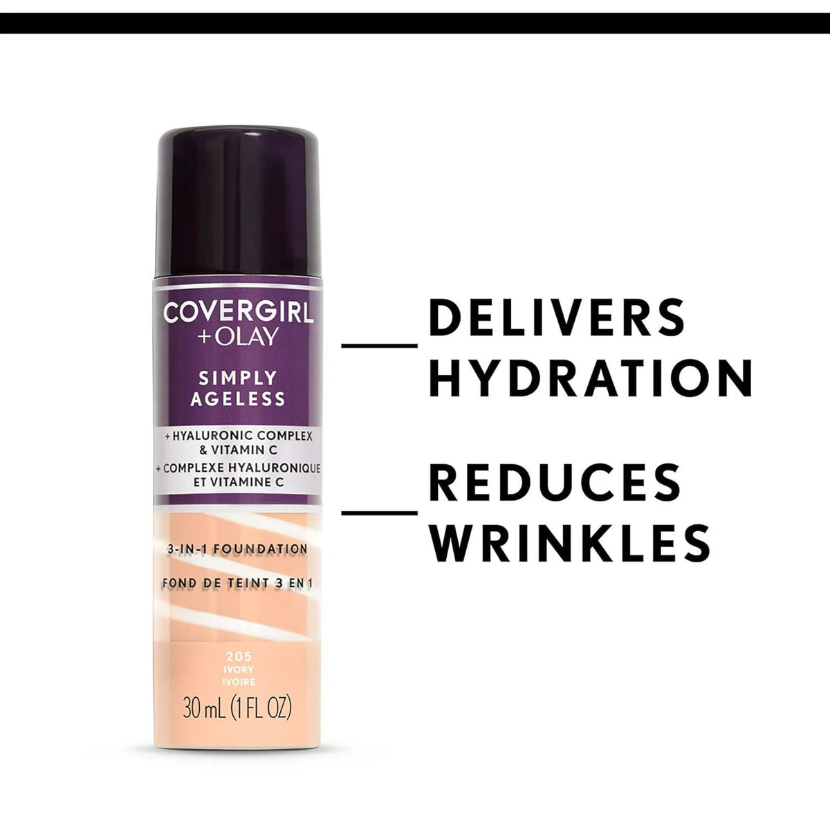 COVERGIRL COVERGIRL+Olay Simply Ageless 3-in-1 Liquid Foundation Classic Ivory, 1 Ounce (packaging May Vary)