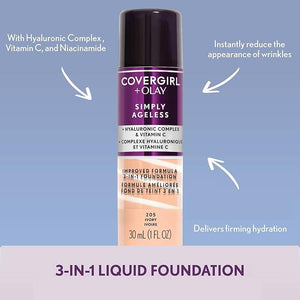 COVERGIRL COVERGIRL+Olay Simply Ageless 3-in-1 Liquid Foundation Classic Ivory, 1 Ounce (packaging May Vary)