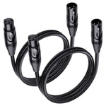 Cable Matters 2-Pack Premium Short XLR To XLR Cables, XLR Microphone Cable 3 Feet, Oxygen-Free Copper (OFC) XLR Male To Female Cord, Mic Cord, XLR Speaker Cable, Black,