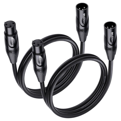 Cable Matters 2-Pack Premium Short XLR To XLR Cables, XLR Microphone Cable 3 Feet, Oxygen-Free Copper (OFC) XLR Male To Female Cord, Mic Cord, XLR Speaker Cable, Black,