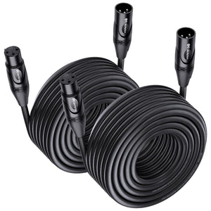 Cable Matters 2-Pack Premium Long XLR To XLR Cables, XLR Microphone Cable 50 Feet, Oxygen-Free Copper (OFC) XLR Male To Female Cord, Mic Cord, XLR Speaker Cable, Black,