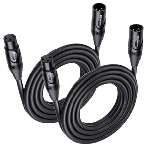Cable Matters 2-Pack Premium XLR To XLR Cables, XLR Microphone Cable 15 Feet, Oxygen-Free Copper (OFC) XLR Male To Female Cord, Mic Cord, XLR Speaker Cable, Black,