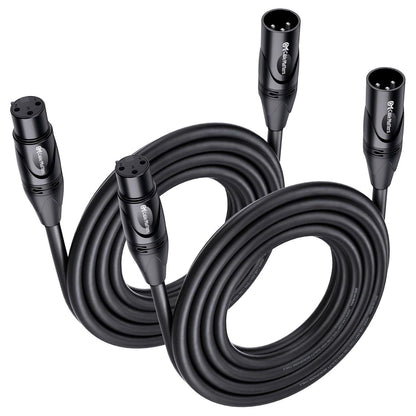 Cable Matters 2-Pack Premium XLR To XLR Cables, XLR Microphone Cable 15 Feet, Oxygen-Free Copper (OFC) XLR Male To Female Cord, Mic Cord, XLR Speaker Cable, Black,