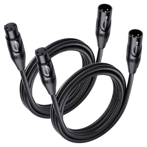 Cable Matters 2-Pack Premium XLR To XLR Cables, XLR Microphone Cable 6 Feet, Oxygen-Free Copper (OFC) XLR Male To Female Cord, Mic Cord, XLR Speaker Cables, Black,