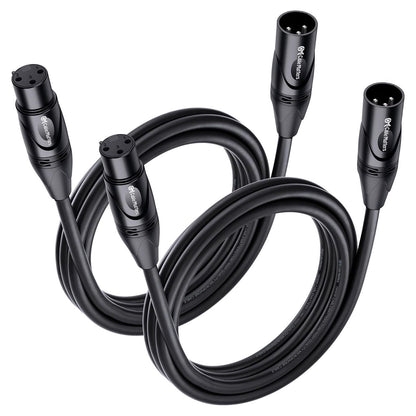 Cable Matters 2-Pack Premium XLR To XLR Cables, XLR Microphone Cable 6 Feet, Oxygen-Free Copper (OFC) XLR Male To Female Cord, Mic Cord, XLR Speaker Cables, Black,