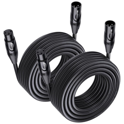 Cable Matters 2-Pack Premium XLR To XLR Cables, XLR Microphone Cable 35 Feet, Oxygen-Free Copper (OFC) XLR Male To Female Cord, Mic Cord, XLR Speaker Cable, Black,