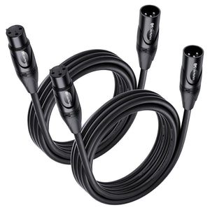 Cable Matters 2-Pack Premium XLR To XLR Cables, XLR Microphone Cable 10 Feet, Oxygen-Free Copper (OFC) XLR Male To Female Cord, Mic Cord, XLR Speaker Cable, Black,
