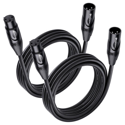 Cable Matters 2-Pack Premium XLR To XLR Cables, XLR Microphone Cable 10 Feet, Oxygen-Free Copper (OFC) XLR Male To Female Cord, Mic Cord, XLR Speaker Cable, Black,