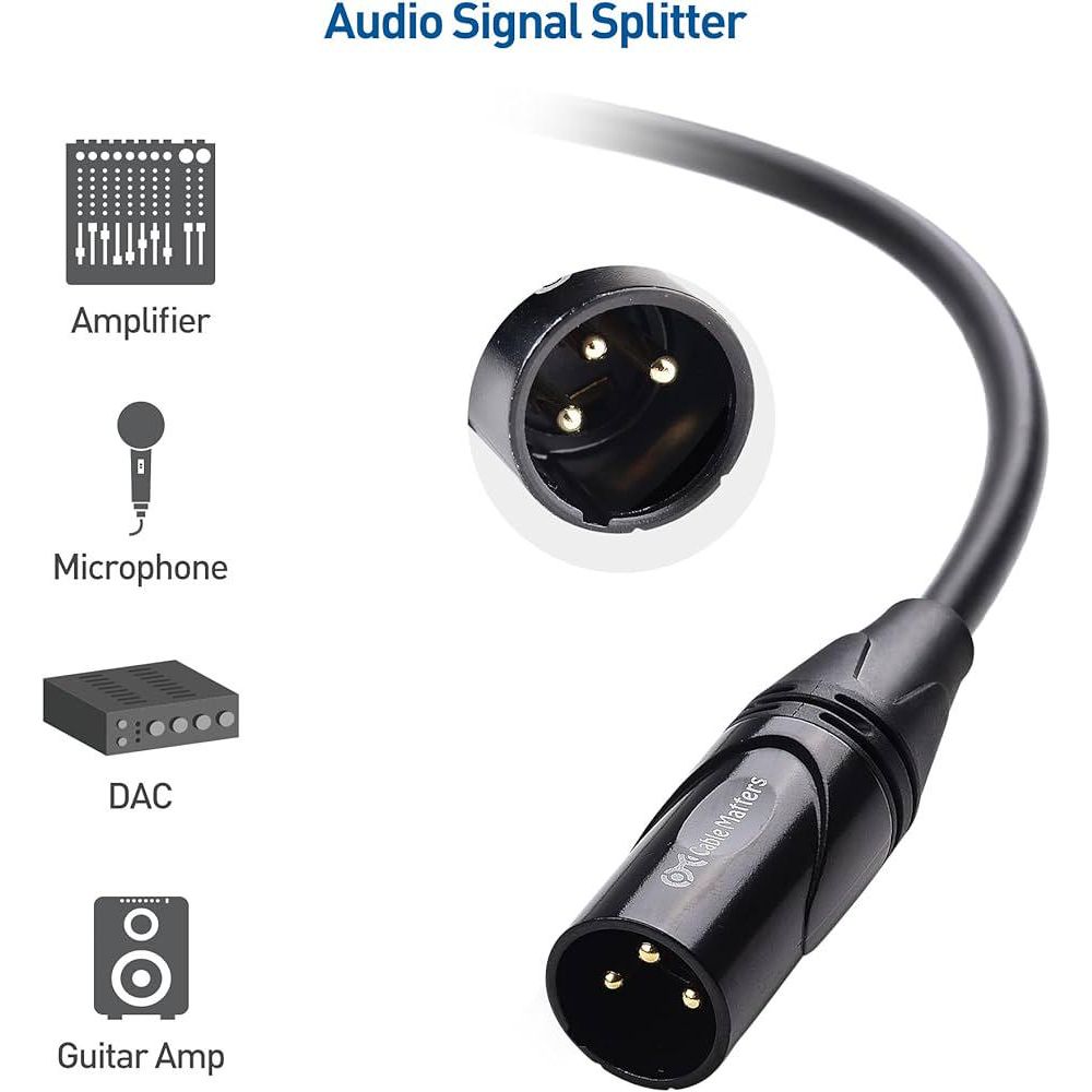Cable Matters 2-Pack Premium XLR To XLR Cables, XLR Microphone Cable 20 Feet, Oxygen-Free Copper (OFC) XLR Male To Female Cord, Mic Cord, XLR Speaker Cable, Black,