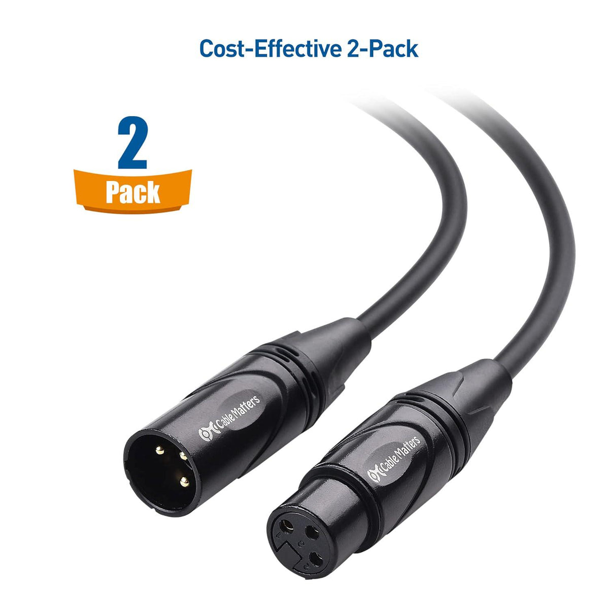Cable Matters 2-Pack Premium XLR To XLR Cables, XLR Microphone Cable 6 Feet, Oxygen-Free Copper (OFC) XLR Male To Female Cord, Mic Cord, XLR Speaker Cables, Black,