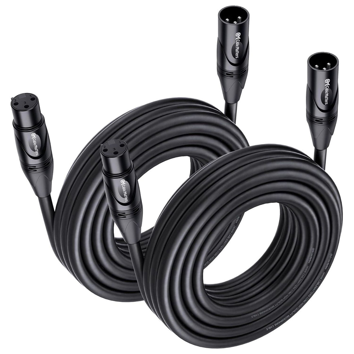 Cable Matters 2-Pack Premium XLR To XLR Cables, XLR Microphone Cable 25 Feet, Oxygen-Free Copper (OFC) XLR Male To Female Cord, Mic Cord, XLR Speaker Cable, Black,
